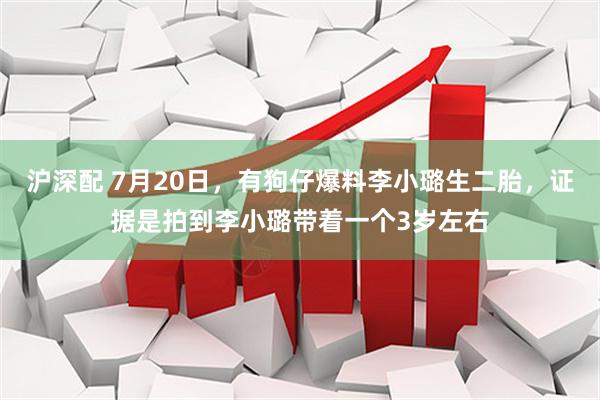 沪深配 7月20日，有狗仔爆料李小璐生二胎，证据是拍到李小璐带着一个3岁左右